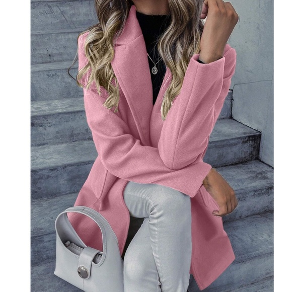 Classic Pink Button up Jacket Coat - Picture 3 of 5